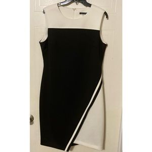Tommy Hilfiger black and white colorblocked asymmetrical dress. Size 14.